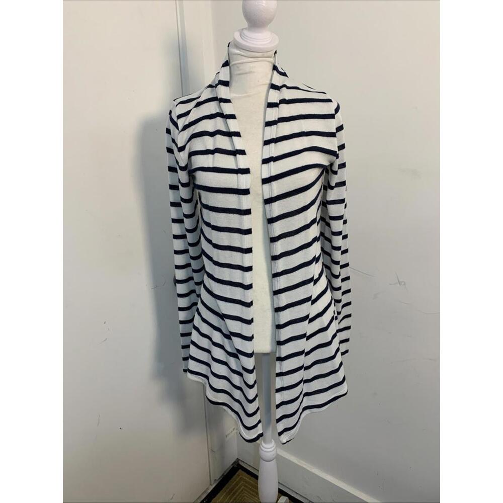 Mix by 41 Hawthorn Cardigan Womens Med Open Front‎ White Navy Striped